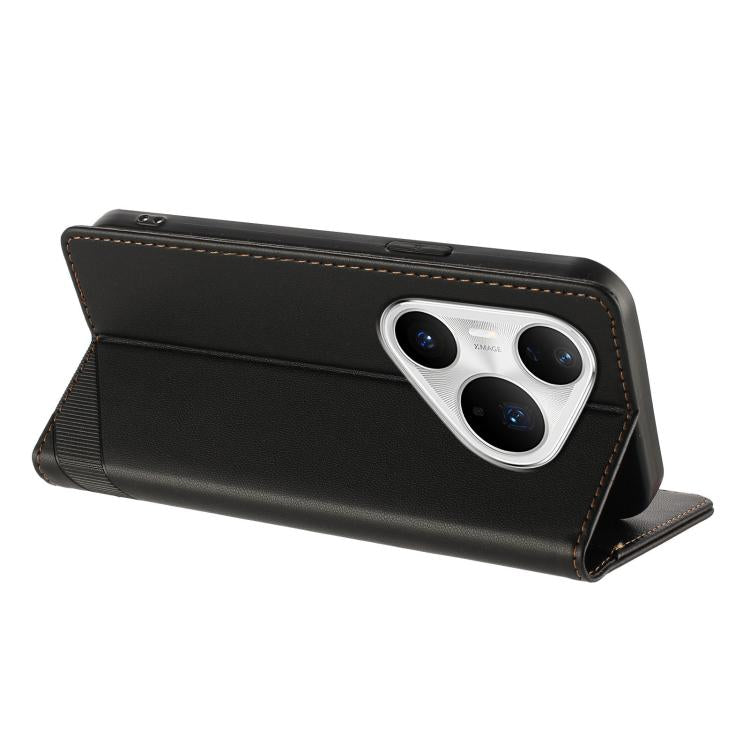 Funda de cuero retro con relieve para Huawei Pura 80 Pro+ (negro)