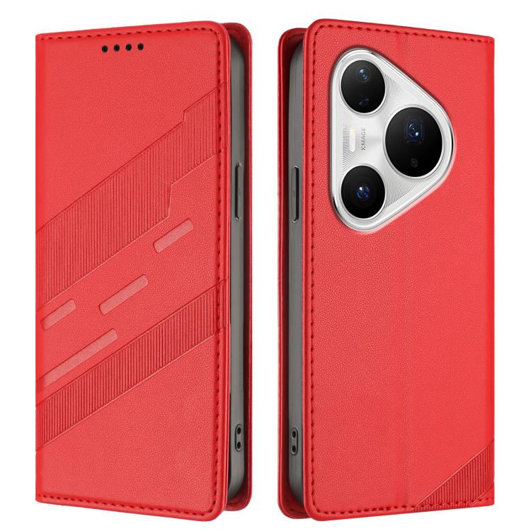 Funda de cuero retro con relieve para Huawei Pura 80 Pro+ (rojo)