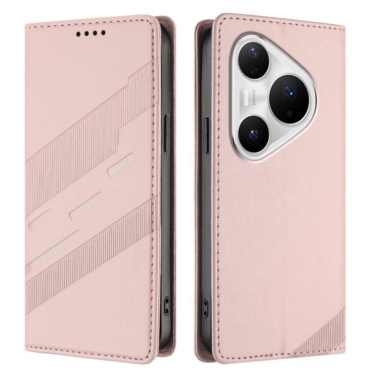 Funda de cuero retro con relieve para Huawei Pura 80 Pro+ (rosa)