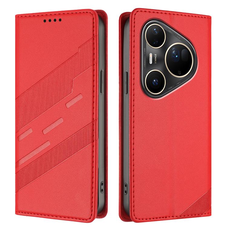 Funda de cuero retro con relieve para Huawei Pura 80 Pro Ultra (rojo)