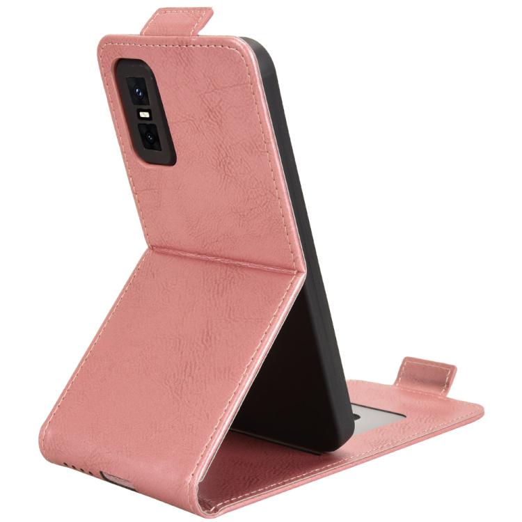 Funda magnética de cuero con tapa vertical y hebilla para Infinix GT 30 Pro (oro rosa)