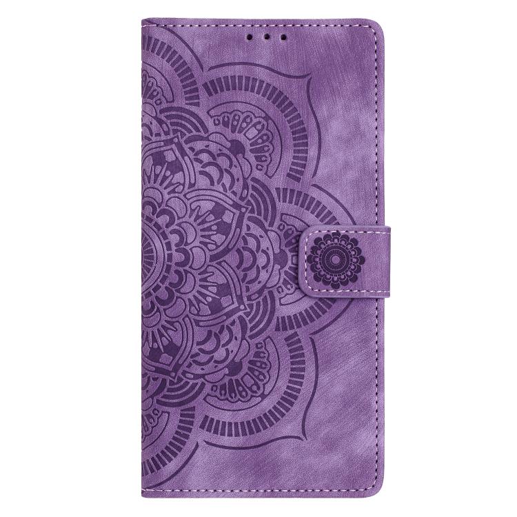 Funda de cuero retro esmerilado con diseño de mandala en relieve para Samsung Galaxy S25 FE 5G (morado)