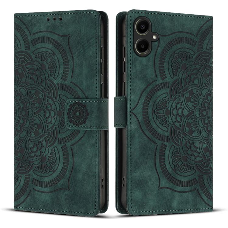 Funda de cuero retro esmerilado con diseño de mandala en relieve para Samsung Galaxy S25 FE 5G (verde)