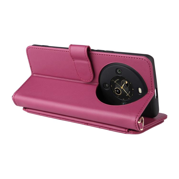 Funda de cuero multifuncional para Fossibot S3 Pro con 6 ranuras para tarjetas y correa para la muñeca (rosa)