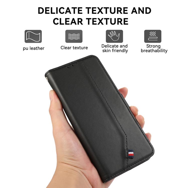 Funda de cuero ABEEL con textura delicada y RFID para Samsung Galaxy A17 5G (negra)