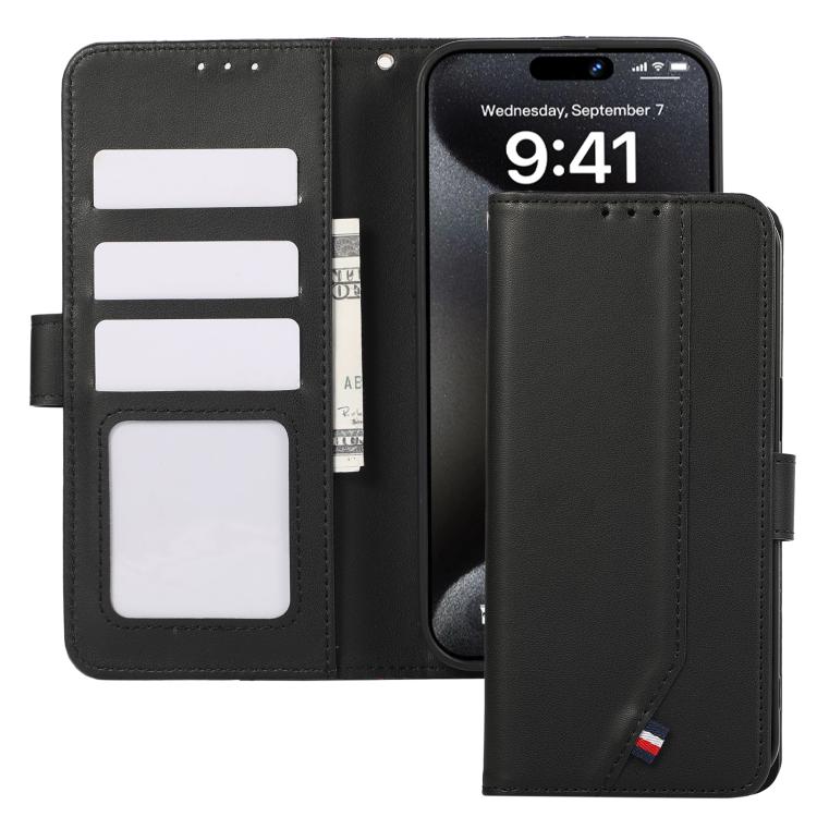 Funda de cuero ABEEL con textura delicada y RFID para Samsung Galaxy A17 5G (negra)
