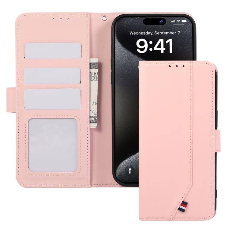 Funda de cuero ABEEL con textura delicada y RFID para Samsung Galaxy A17 5G (rosa)