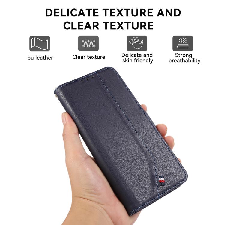 Funda de cuero ABEEL con textura delicada y RFID para Samsung Galaxy A17 5G (azul)