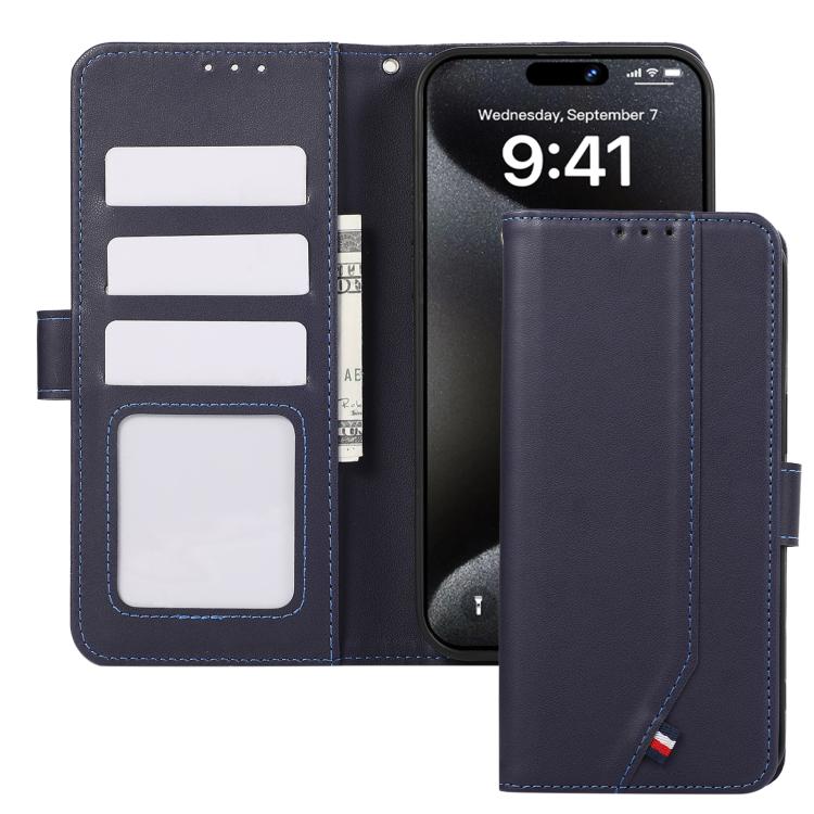 Funda de cuero ABEEL con textura delicada y RFID para Samsung Galaxy A17 5G (azul)