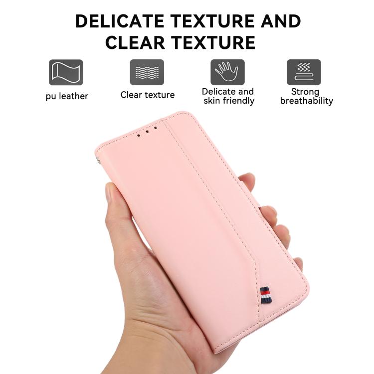 Funda de cuero ABEEL con textura delicada y RFID para Samsung Galaxy A07 5G (rosa)