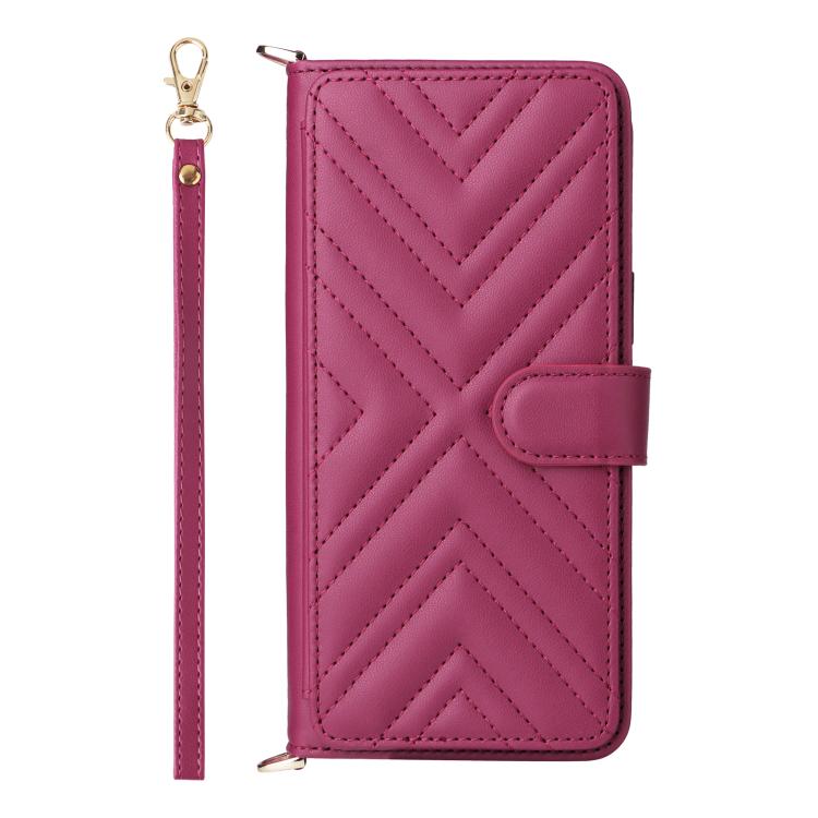 Funda de cuero multifuncional para Samsung Galaxy S25 FE 5G con 6 ranuras para tarjetas y correa para la muñeca (rosa)