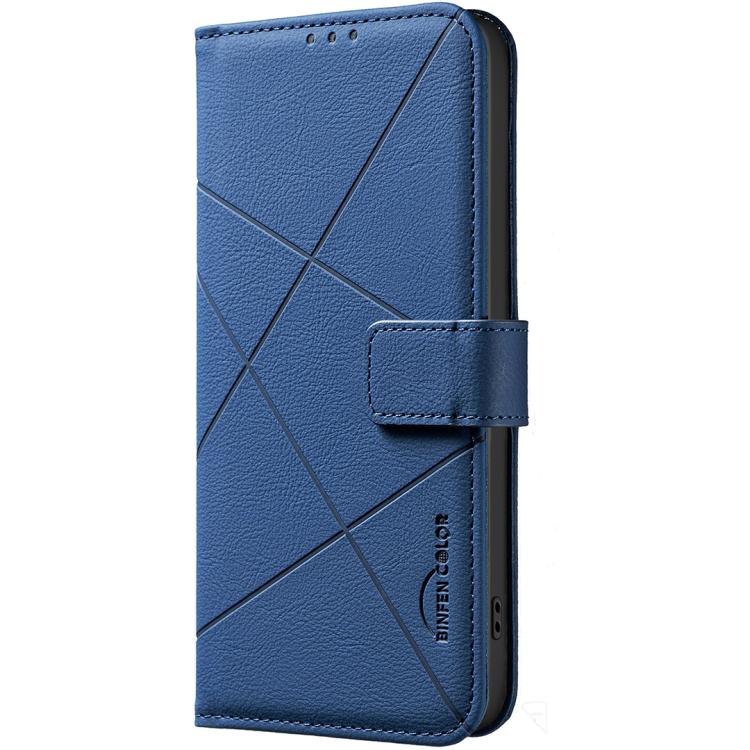 Funda de cuero RFID con patrón geométrico para Samsung Galaxy S25 FE 5G (azul)
