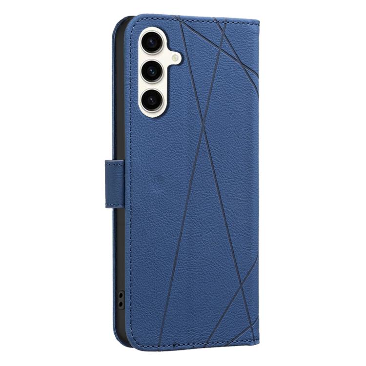 Funda de cuero RFID con patrón geométrico para Samsung Galaxy S25 FE 5G (azul)