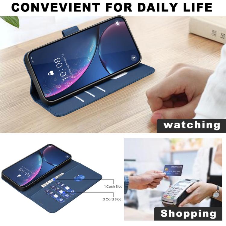 Funda de cuero RFID con patrón geométrico para Samsung Galaxy S25 FE 5G (azul)