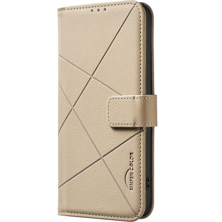 Funda de cuero RFID con patrón geométrico para Samsung Galaxy S25 FE 5G (beige)