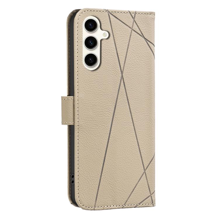 Funda de cuero RFID con patrón geométrico para Samsung Galaxy S25 FE 5G (beige)