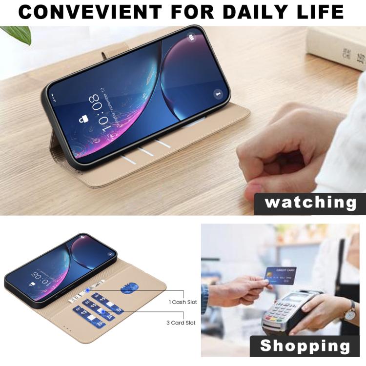Funda de cuero RFID con patrón geométrico para Samsung Galaxy S25 FE 5G (beige)