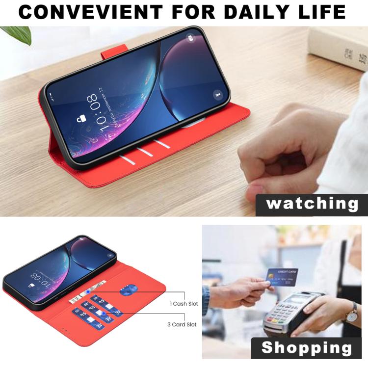Funda de cuero RFID con patrón geométrico para Samsung Galaxy S25 FE 5G (roja)