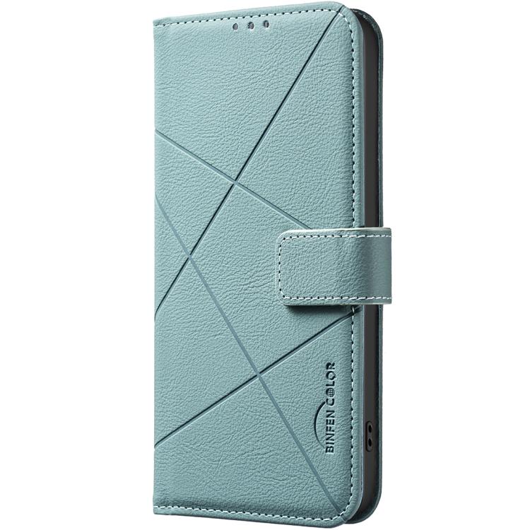 Funda de cuero RFID con patrón geométrico para Samsung Galaxy S25 FE 5G (verde)