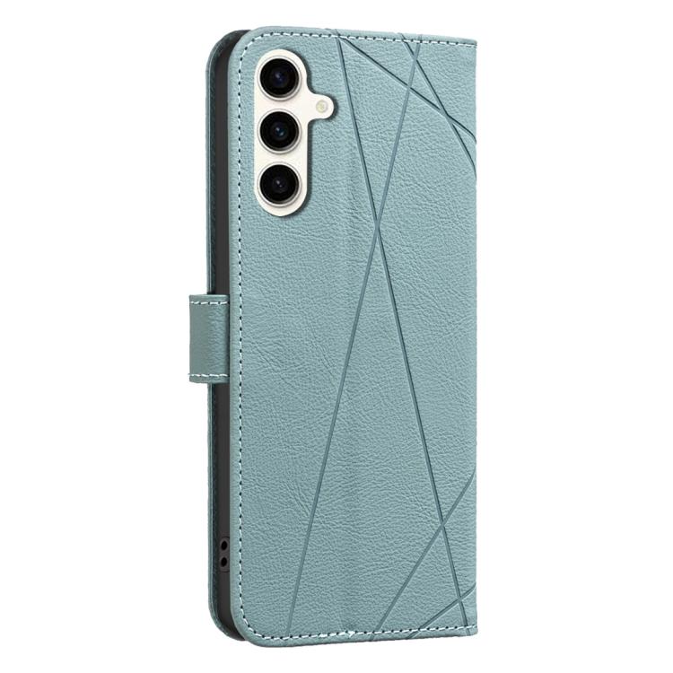 Funda de cuero RFID con patrón geométrico para Samsung Galaxy S25 FE 5G (verde)