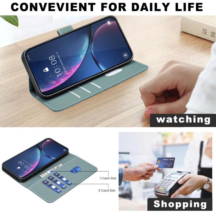 Funda de cuero RFID con patrón geométrico para Samsung Galaxy S25 FE 5G (verde)