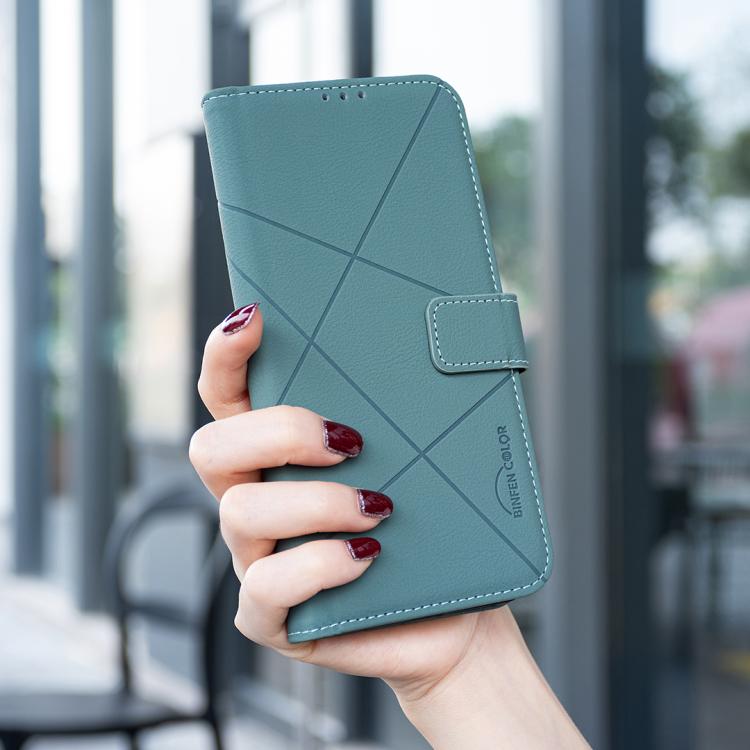 Funda de cuero RFID con patrón geométrico para Samsung Galaxy S25 FE 5G (verde)