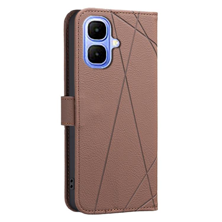 Funda de cuero con patrón geométrico RFID para Infinix Smart 10 4G (marrón)