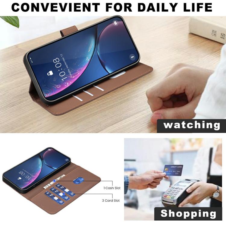 Funda de cuero con patrón geométrico RFID para Infinix Smart 10 4G (marrón)