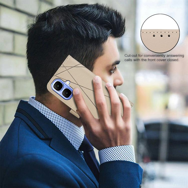 Funda de cuero RFID con patrón geométrico para Infinix Smart 10 4G (beige)
