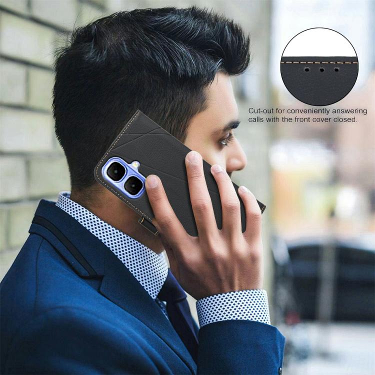 Funda de cuero RFID con patrón geométrico para Infinix Smart 10 4G (negra)