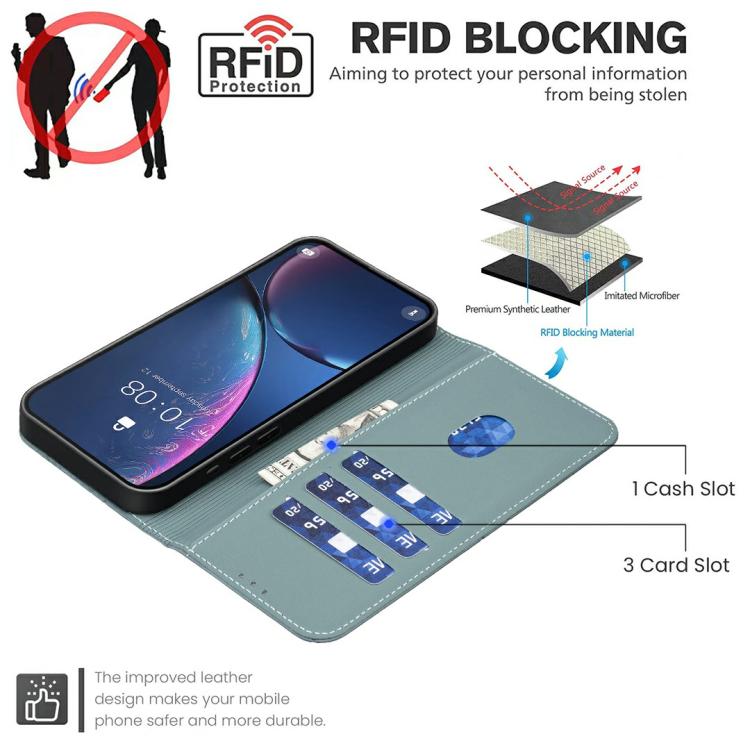 Funda de cuero RFID con patrón geométrico para Infinix Smart 10 4G (verde)