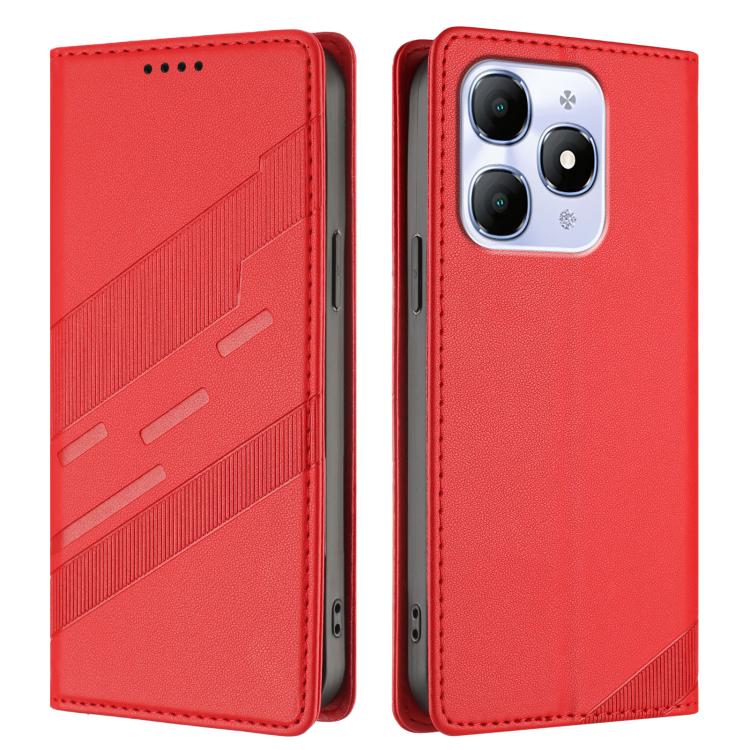 Funda de cuero retro con relieve para itel A90 (rojo)