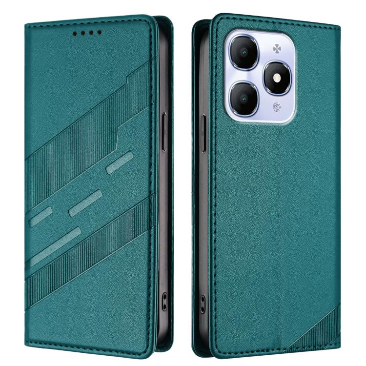 Funda de cuero retro con relieve para itel A90 (verde oscuro)