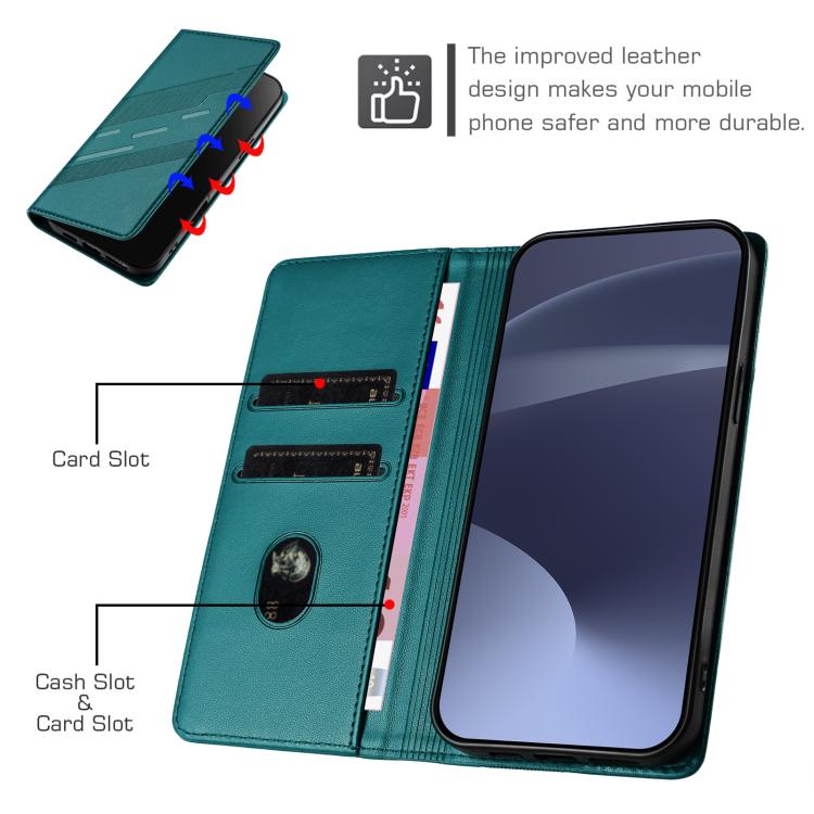 Funda de cuero retro con relieve para itel A90 (verde oscuro)