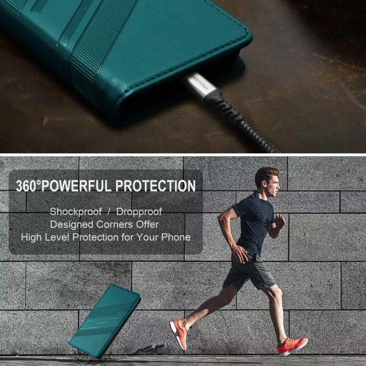Funda de cuero retro con relieve para itel A90 (verde oscuro)