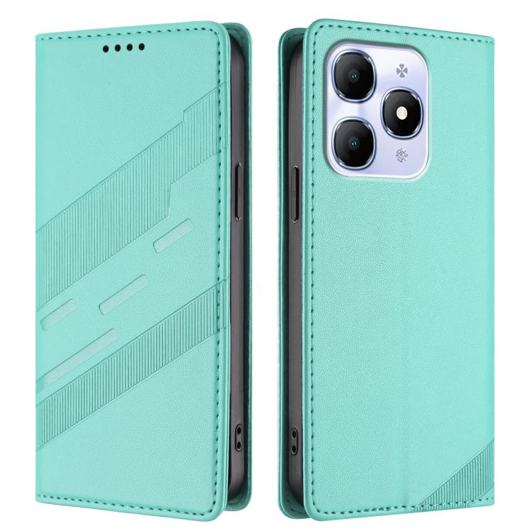Funda de cuero retro con relieve para itel A90 (verde menta)