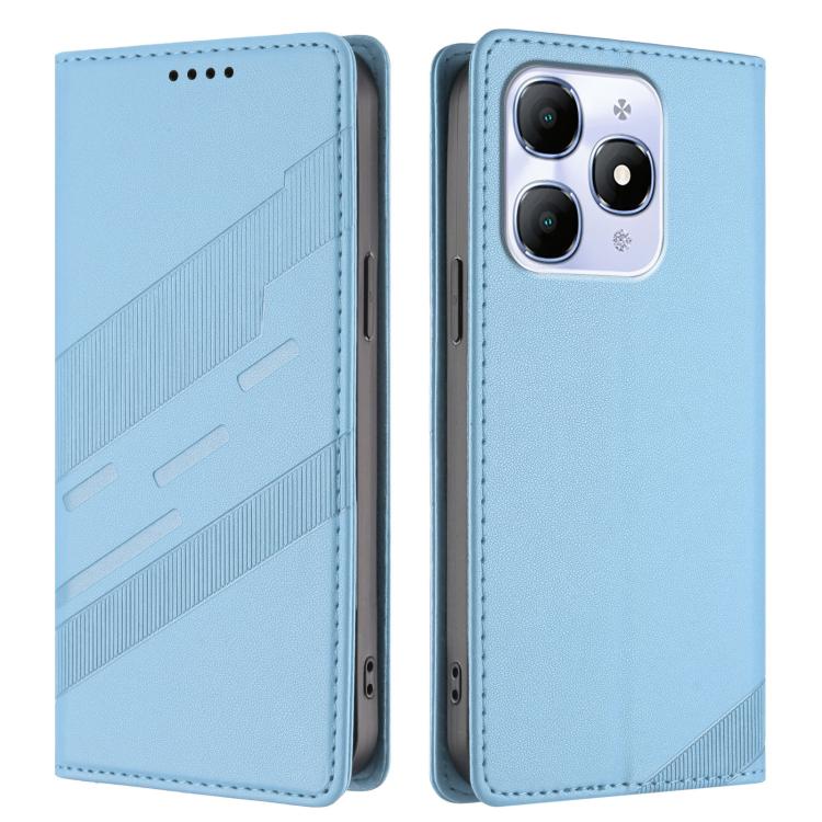 Funda de cuero retro con relieve para itel A90 (azul claro)
