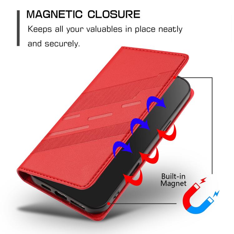 Funda de cuero retro con relieve para itel A95 5G (roja)