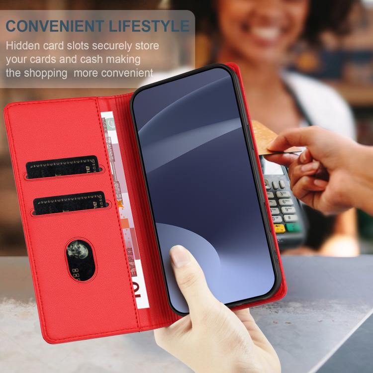 Funda de cuero retro con relieve para itel A95 5G (roja)