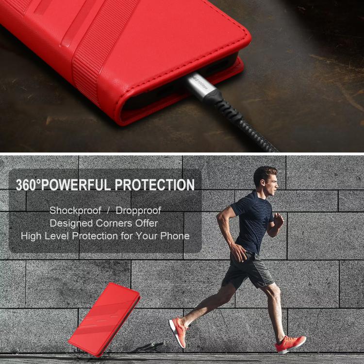 Funda de cuero retro con relieve para itel A95 5G (roja)