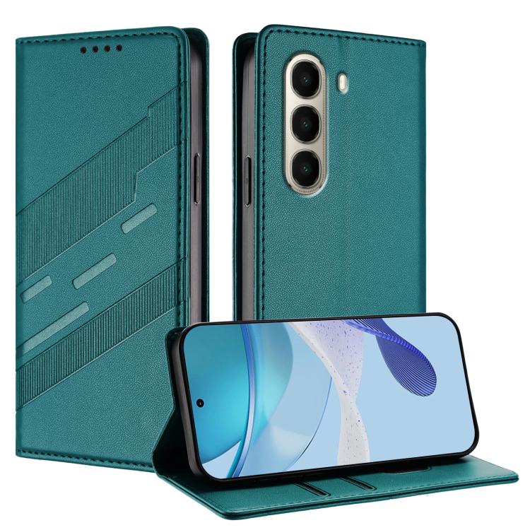Funda de cuero retro con relieve para itel A95 5G (verde oscuro)