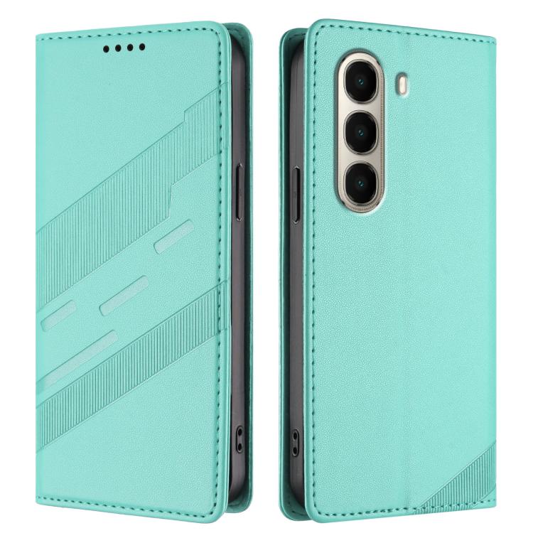 Funda de cuero retro con relieve para itel A95 5G (verde menta)
