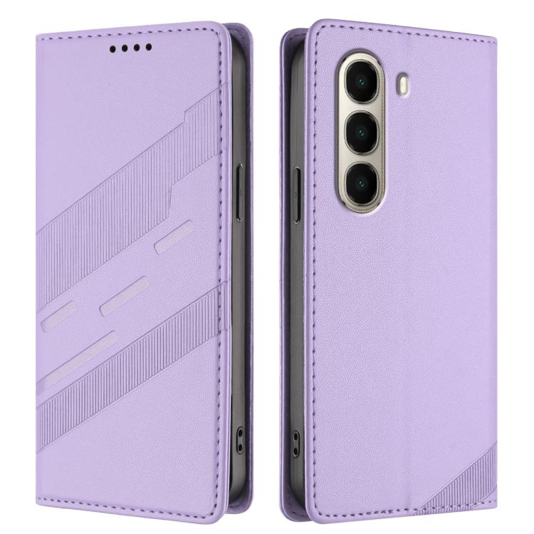 Funda de cuero retro con relieve para itel A95 5G (morado claro)