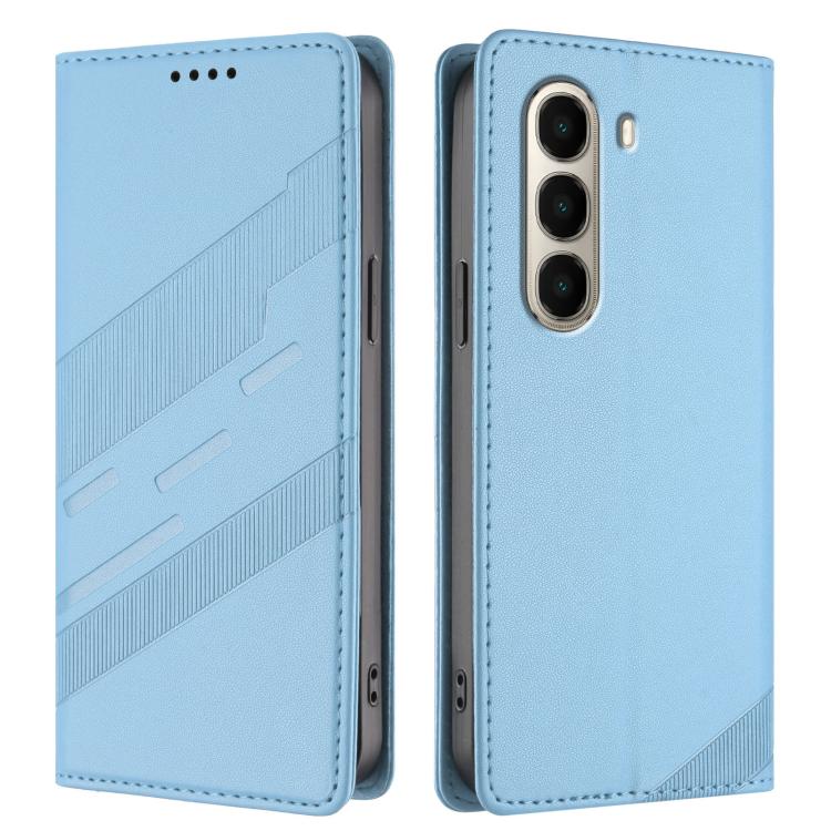 Funda de cuero retro con relieve para itel A95 5G (azul claro)
