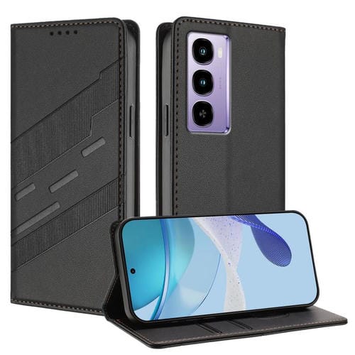 Funda de cuero retro con relieve para itel City 100 (negro)