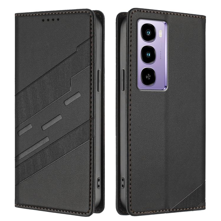 Funda de cuero retro con relieve para itel City 100 (negro)