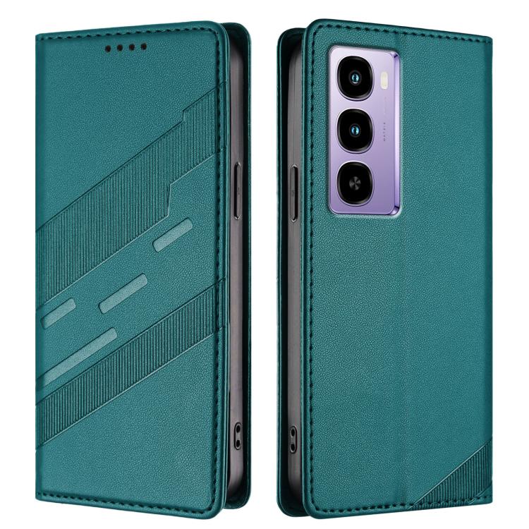 Funda de cuero retro con relieve para itel City 100 (verde oscuro)