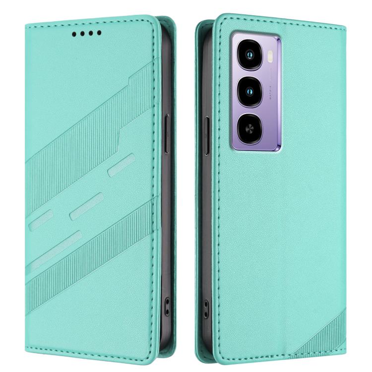 Funda de cuero retro con relieve para itel City 100 (verde menta)
