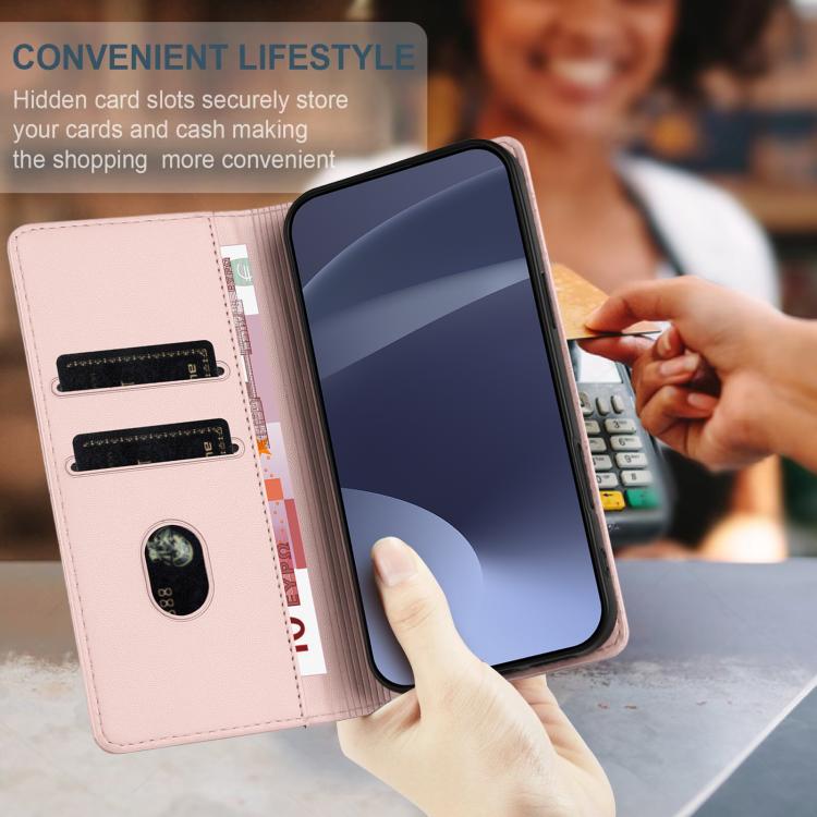 Funda de cuero retro con relieve para itel City 100, multifuncional, estilo billetera (rosa)