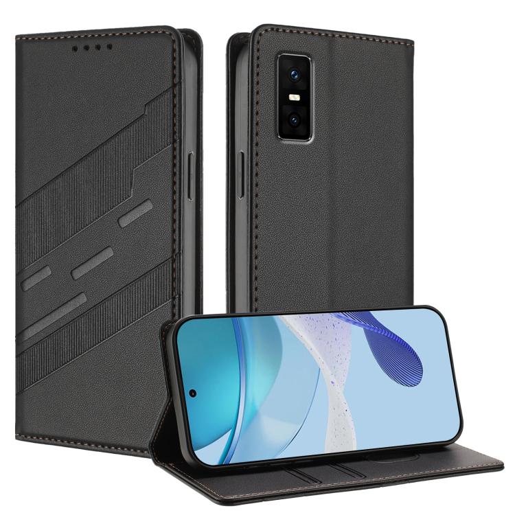 Funda de cuero retro con relieve para Infinix GT 30 Pro (negro)